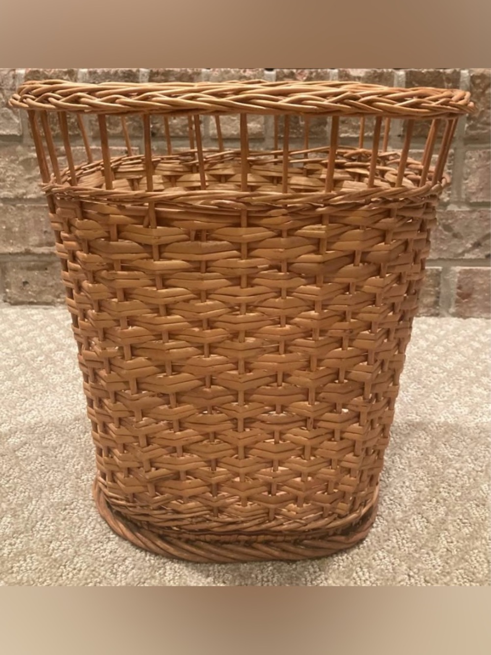Vintage Wicker Rattan Waste Basket